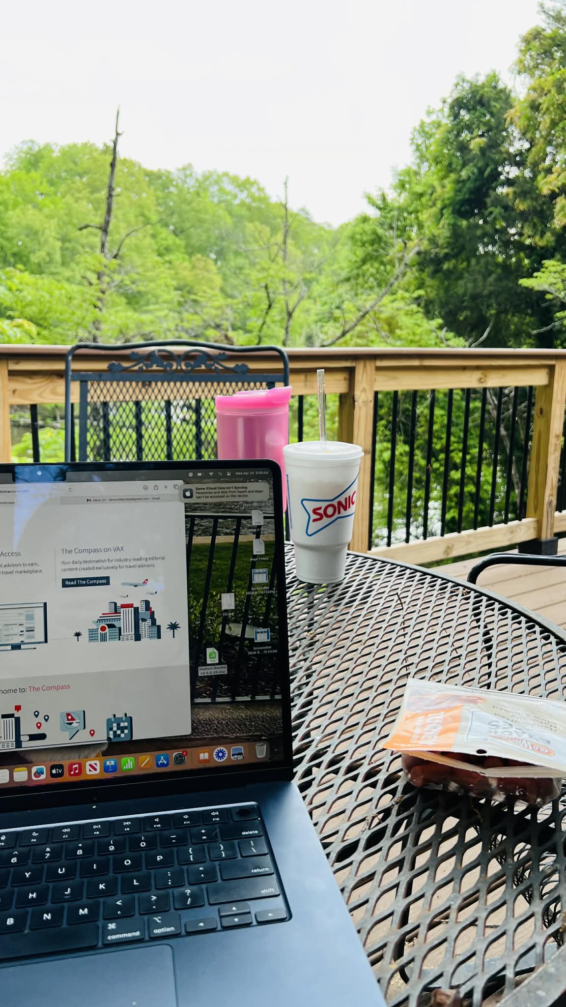 RheAnna planning a client trip from her back porch