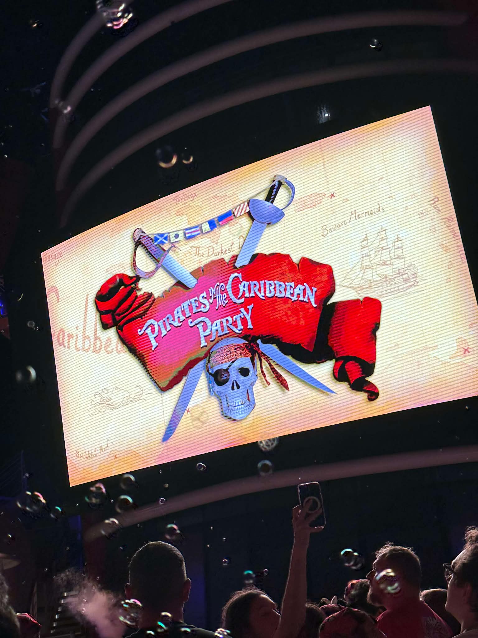 Pirates of the Caribbean deck party aboard a Disney cruise